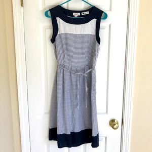 Women’s blue & white striped linen dress